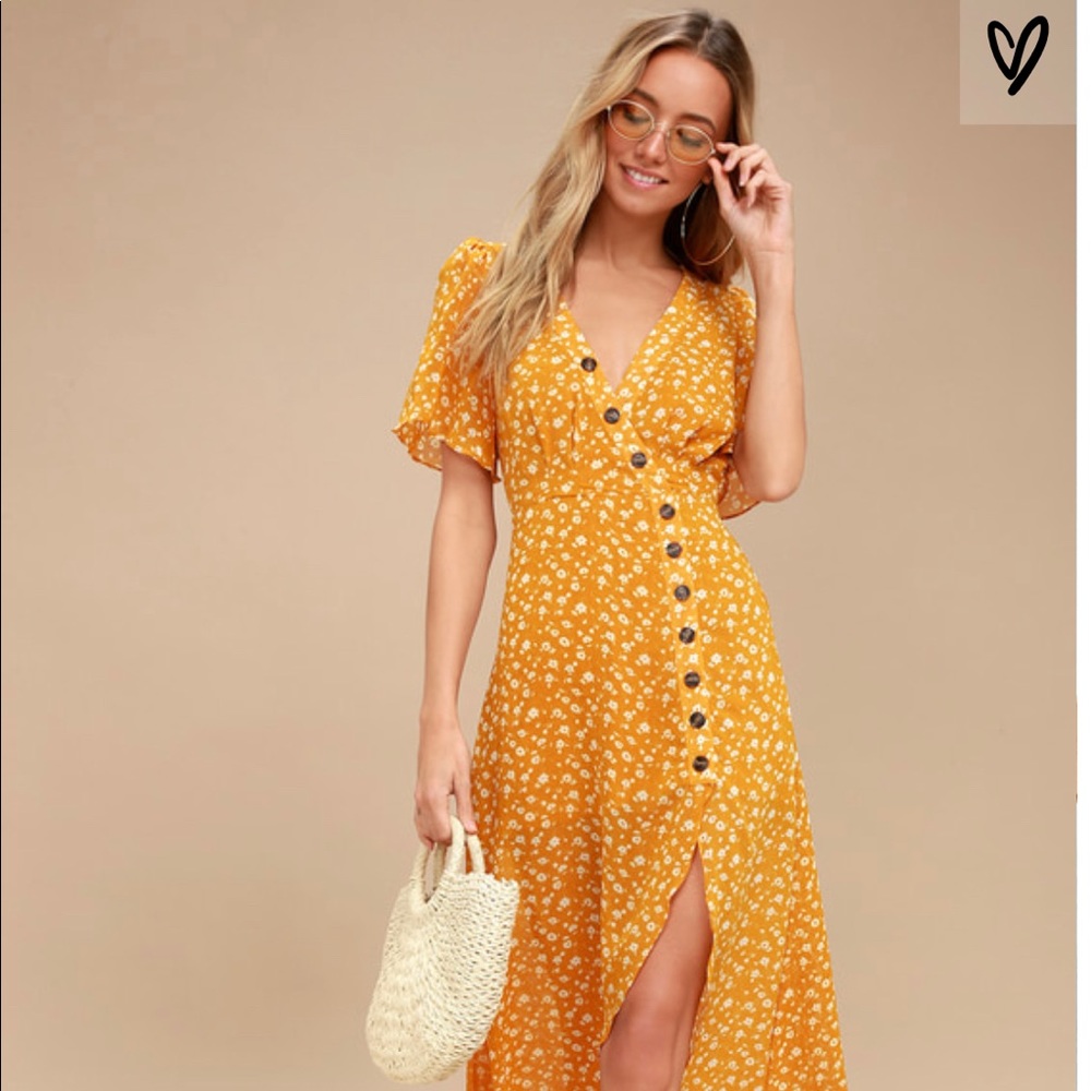 Lulu’s after bloom delight golden yellow dress